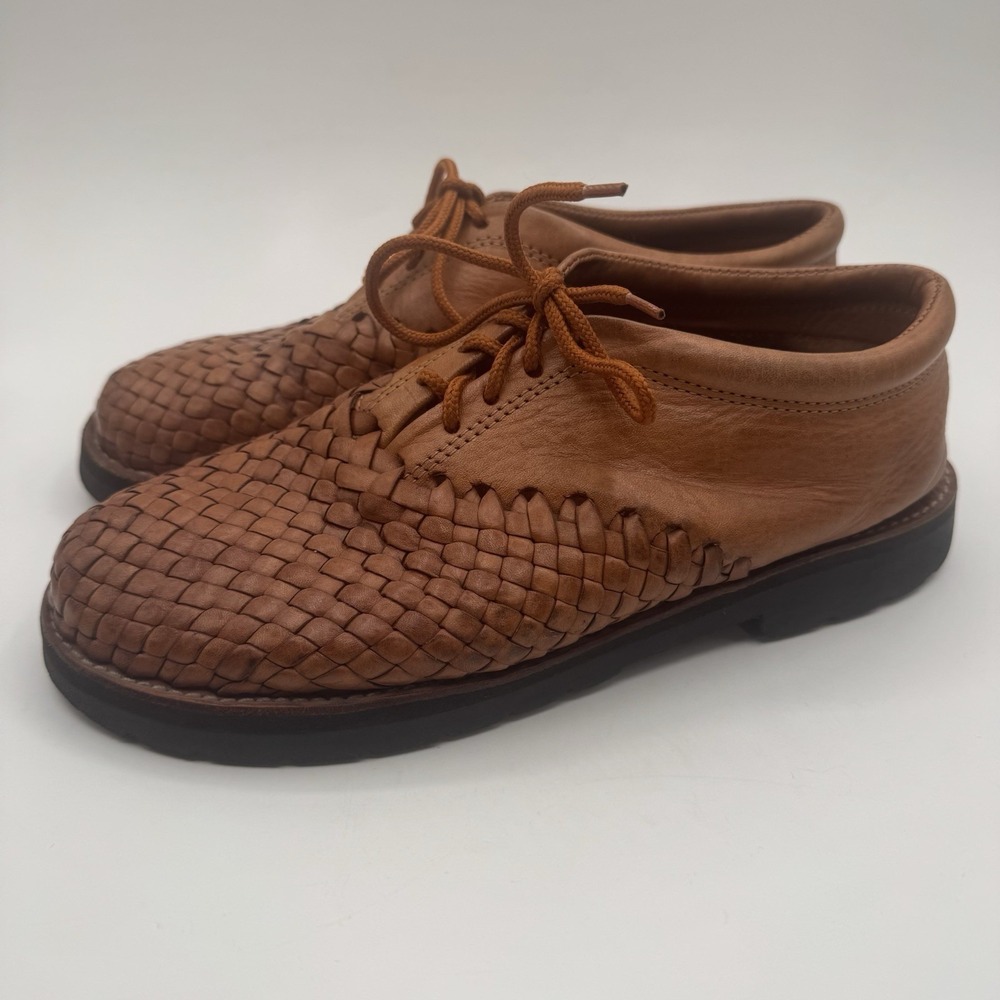 Brand‎ X Mexico Brown Woven Leather Huaraches Lace Up Oxfords Men's 9 M